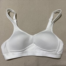 M&S ANGEL SPORTS Girls NON WIRED HIGH IMPACT SPORTS BRA In WHITE Size 30D