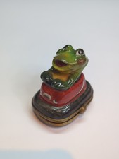 VINTAGE LIMOGES HAND PAINTED PEINT MAIN  FROG  BONBONNIERE / TRINKET  BOX #M