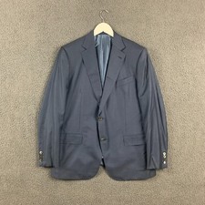 ERMENEGILDO ZENGA Blazer Jacket Mens 42 Navy 100% Wool Surgeon Cuff Lined Button