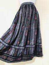 Vintage Satin Skirt Purple Floral William Morris Boho Pleated Size 16 Quality 