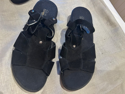 Ladies black suede clarks - suede,