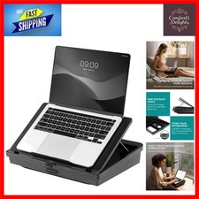Ergonomic Adjustable Laptop Desk with Cushioned Tray & 3 Lockable Compartments