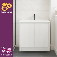 White Ribbed Vanity Unit