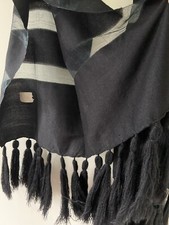 Silk Organza Wool Woven Shawl Scarf Stole Hand Knotted Fringe Ben Goodman & Son