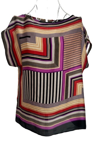 Geometric retro striped top - geometric,
