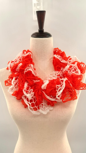 Ruffle yarn scarf orange - scarf, &