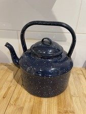 Vintage Blue Enamel Kettle Metal