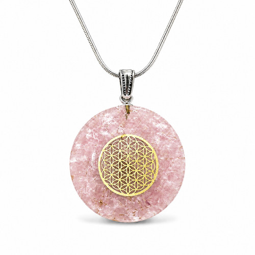 Rose quartz orgone pendant - quartz,