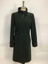 Vintage 1980s Laura Ashley coat green wool cashmere military retro overcoat #V4