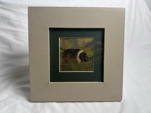 Decoupage pig painting - decoupage, framed
