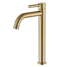 Brushed Gold Bathroom Sink Taps Tall Basin Vanity Mixer Tap Single Lever Faucet