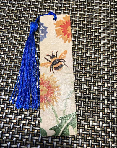 Wooden floral bee bookmark