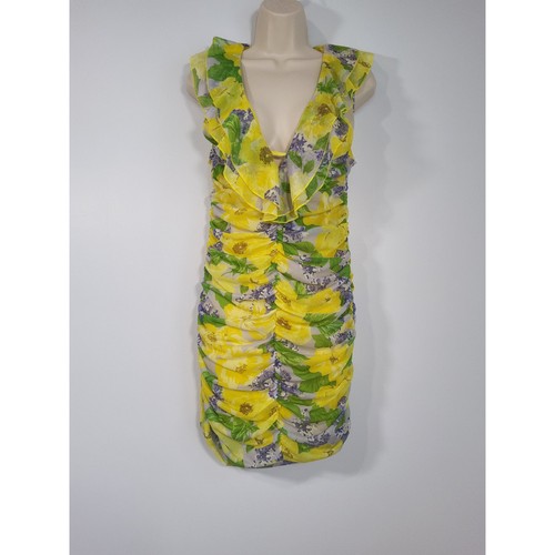 Zara yellow floral ruched - floral, mini