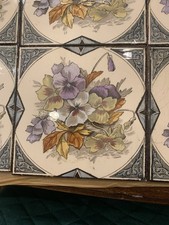 Victorian/Edwardian Floral Patterned Tiles, Multicolored, 6x6 Inches