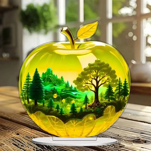 Crystal apple figurine - crystal, glass