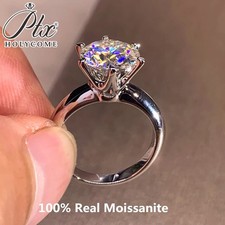 1ct/2ct/3ct/5ct Moissanite Solitaire Ring Engagement S925 Silver Sparkly Rings