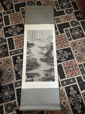 Stunning Chinese Scroll Tapestry  Painting on Real Silk 133x41 cm