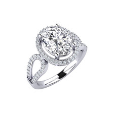 IGI Lab Created 2.90 Ct Oval Cut 950 Platinum Diamond Halo Engagement Ring VS1