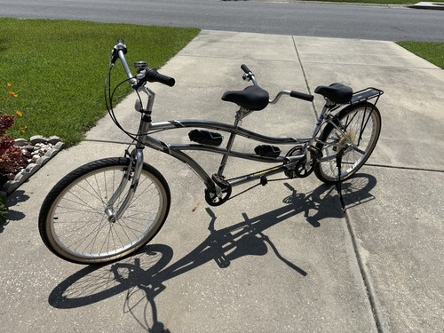 Tandem bicycle silver color - bicycle,,