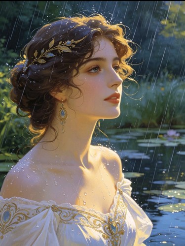 Art nouveau lady the lake - nouveau, of