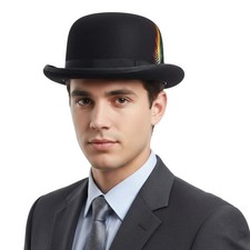 Mens Feather Bowler Hat