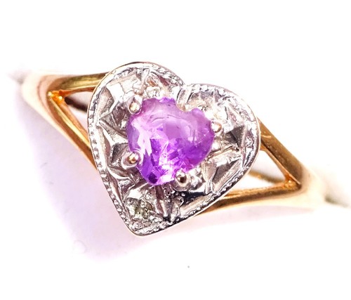 9ct gold amethyst diamond - gold,