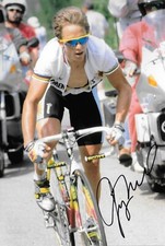 greg lemond in front of opponents during the tour de france signed 12x8