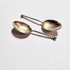 Pair Victorian very short spoons, medicine ? spoons, 1898 hallmarked