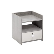 Small Bedside Cabinet Table Storage Nightstand with Open Shelf & Lockable Drawer