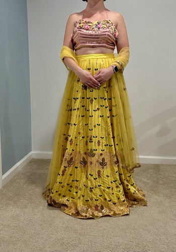 Yellow embroidered lehenga - yellow,