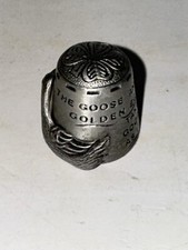 Vintage Nicholas Gish Pewter Thimble THE GOLDEN GOOSE Nursery Rhyme