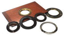 Antique camera lens flanges, some brass, 6 in total