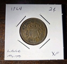 1864 2 Cent Piece Coin XF -