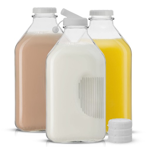 Glass milk bottles - bottles, and