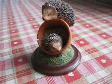 Worcester Studio Hand Painted Hedgehogs Sculpture 10 Cms High Original Box