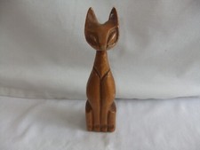 Vintage Handcrafted Monkey Pod Cat Height 15x4x3 cm