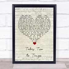 Takes Two to Tango Script Heart Song Lyric Quote Music Print