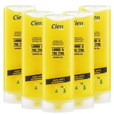 5 x Cien Lemon & Tea Tree Shower Gel 500ml Each - Zesty & Revitalising Body Wash
