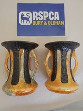 ANTIQUE PAIR DITMAR URBACH ALIENWARE LUSTRE VASES -1930s CZECH - ART NOUVEAU