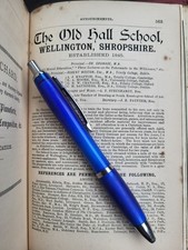 1898 advert  "The Old Hall School" Wellington, Shropshire, England