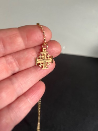 14k solid gold jerusalem - gold, cross