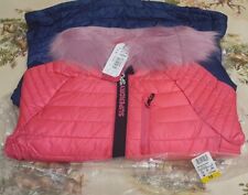 Medium Jacket Superdry Womens Power Fade Fur Coat Ink Hazard Pink Rrp£124.99