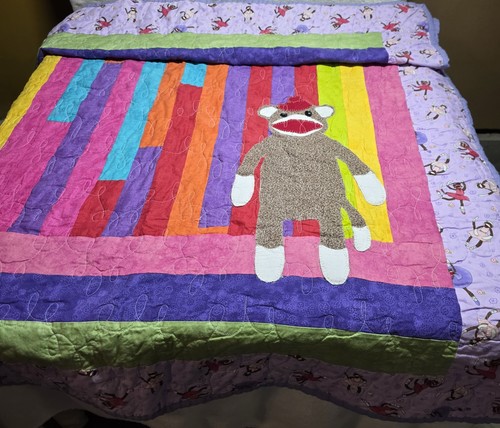 Handmade sock monkey applique - sock,