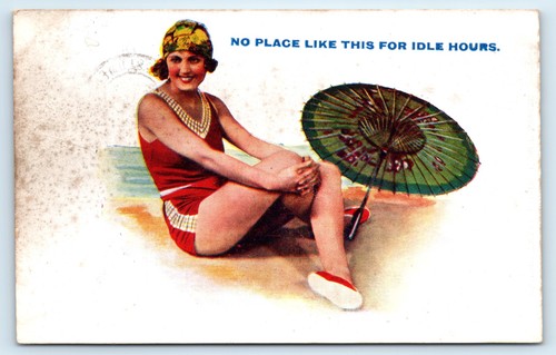 Postcard lady bathing beauty - postcard,