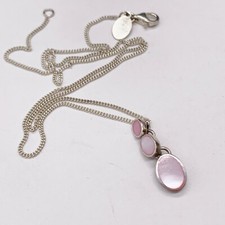 NEXT SOLID SILVER PINK MOTHER OF PEARL MOP PENDANT LADIES NECKLACE
