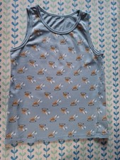 Boys Size 8-9 Years 100% Cotton Vest/Tank Top, Digger Print, Sleeveless T-shirt