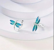 Dragonfly Earrings, 925 Sterling Silver 