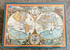 NEW MB TRADITIONAL  DISCOVERY 3000 PIECE PUZZLE WORLD  ATLAS MAP 