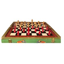 Vtg Hand Painted Wooden Chess