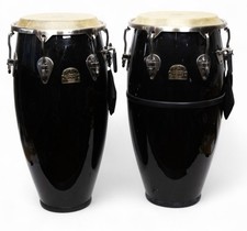 Pair Of Pearl Elite Conga Drums In Black With Chrome Hardware